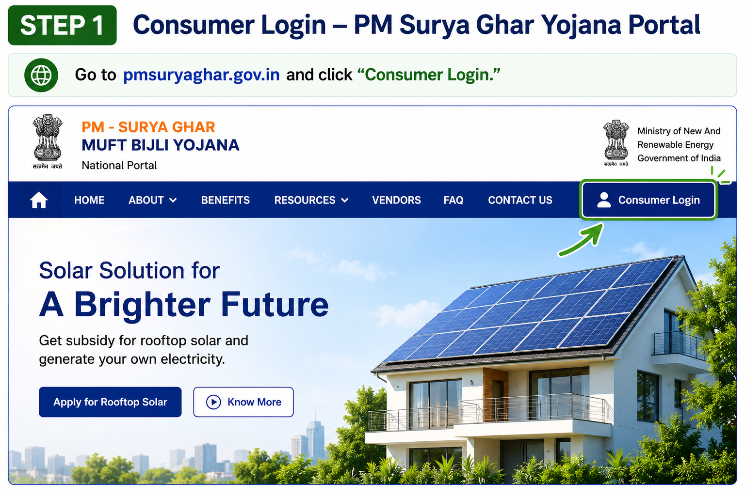 PM Surya Ghar Login Step 1